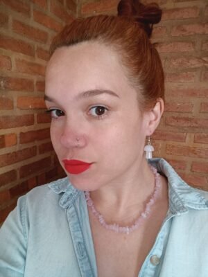 GARGANTILHA DEUSA DO AMOR - CASCALHOS DE QUARTZO ROSA