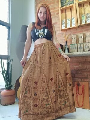 SAIA INDIANA BORDADA - CARAMELO